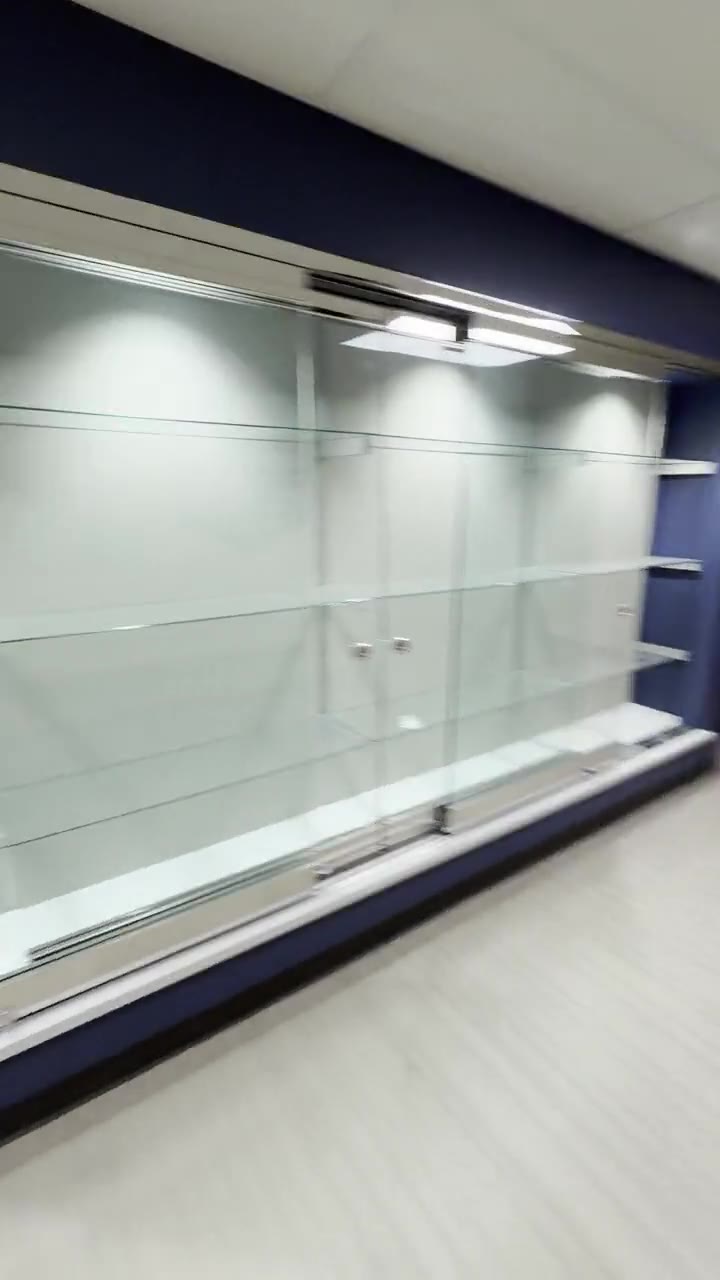 Finished casework and display detail in a completed retail interior